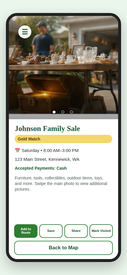 Sale detail app screen