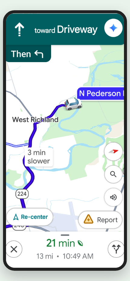 Google Maps handoff app screen